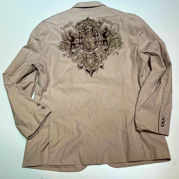 Empra Men’s Blazer.   Sz 2XL.   Light Tan w/ Brown Embroidery - Picture 2 of 8